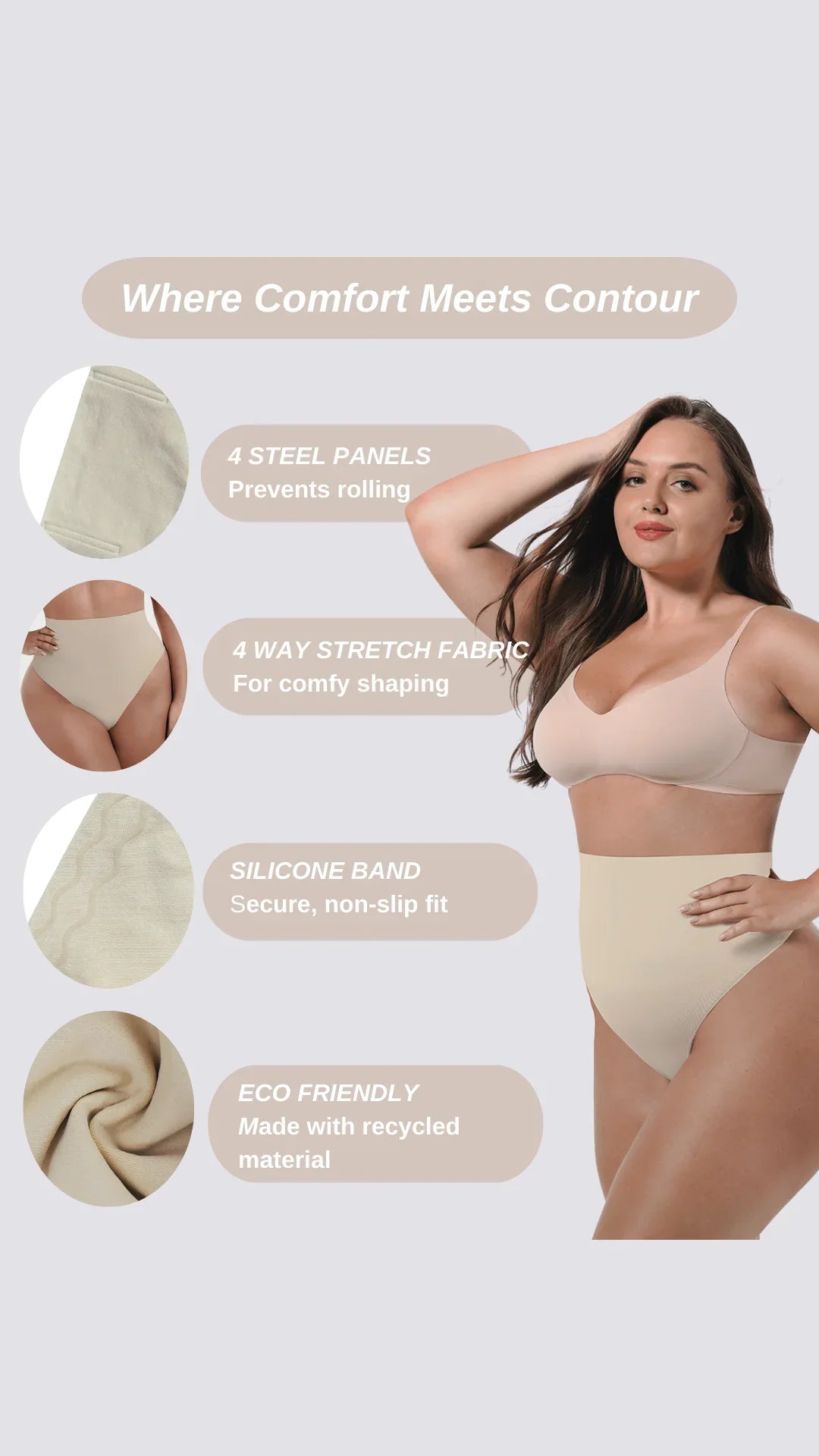 BZEZ Mid Fit Control Thong Onyx