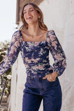 Maia Long Sleeve Top Navy Floral