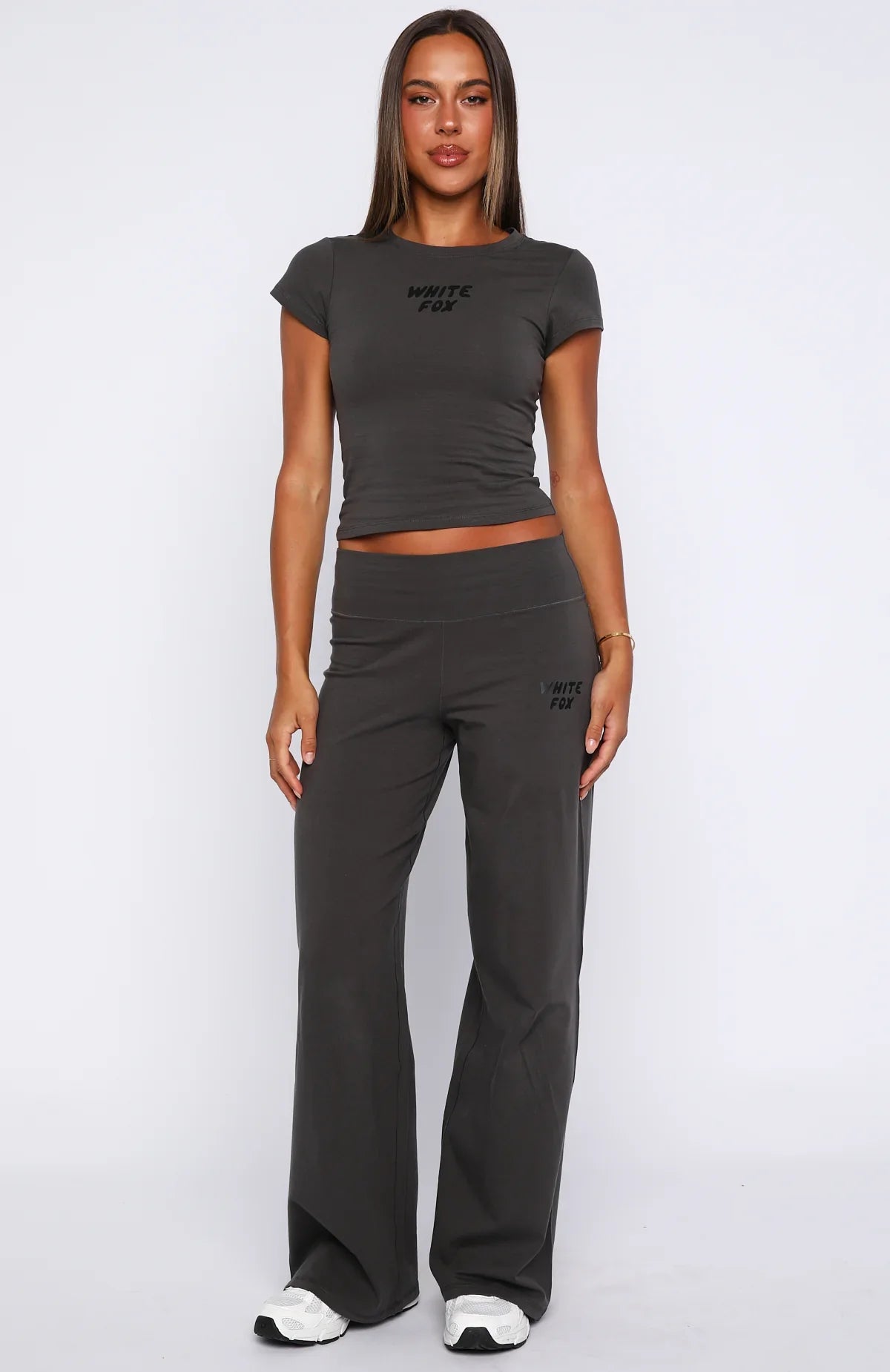 Break The Records Wide Leg Pants Charcoal