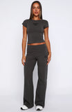 Break The Records Wide Leg Pants Charcoal
