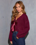 Lolie Satin Front Tie Cardigan