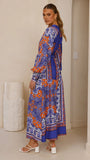Tasha Maxi Dress Blue Orange Print