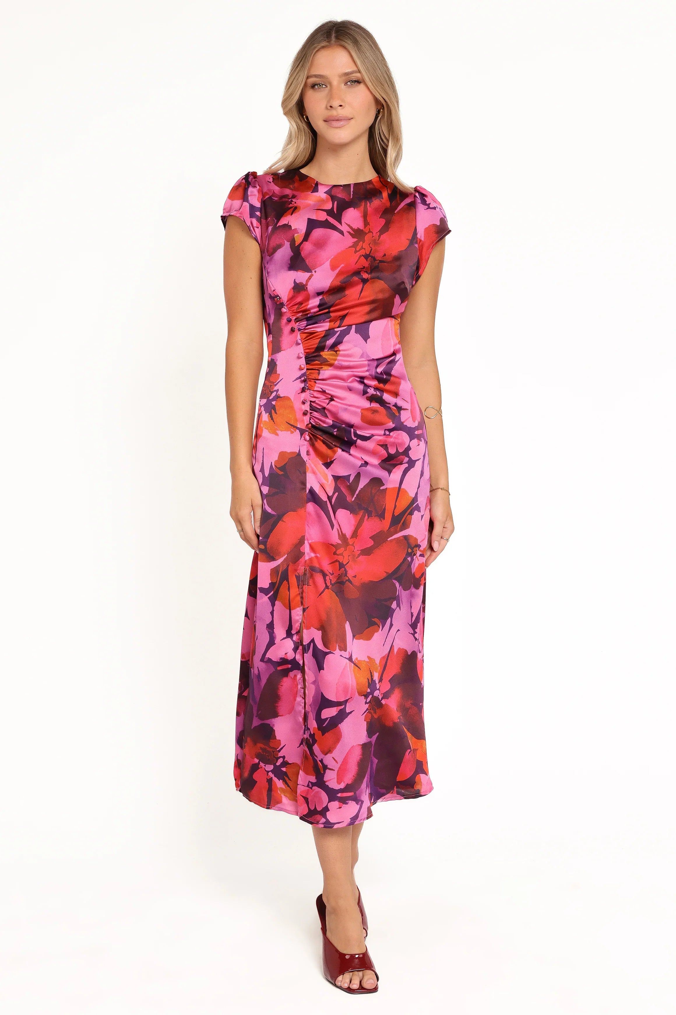 Lisbeth Midi Dress Magenta Floral