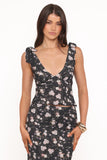 Kedra Tie Shoulder Top Dark Floral
