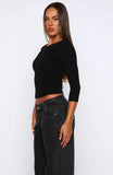 Soft Focus 3 4 Sleeve Top Black