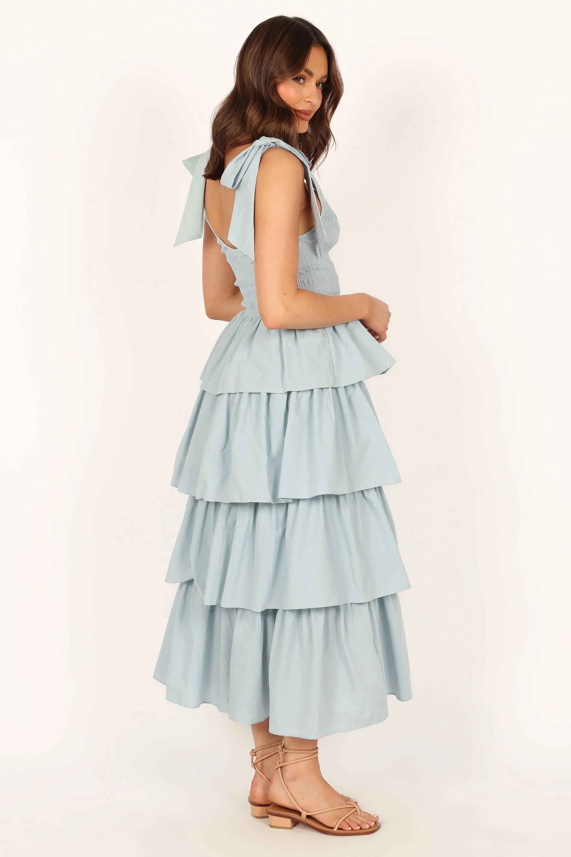 Raphael Tiered Maxi Dress Blue