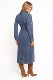 Ballina Long Sleeve Midi Dress Blue Denim