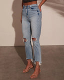 Cosmia Super Stretch High Rise Slim Leg Distressed Jeans