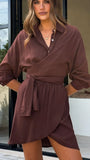 Zaida Shirt Mini Dress Chocolate