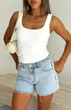 Kamilia High Rise Denim Shorts Mid Blue