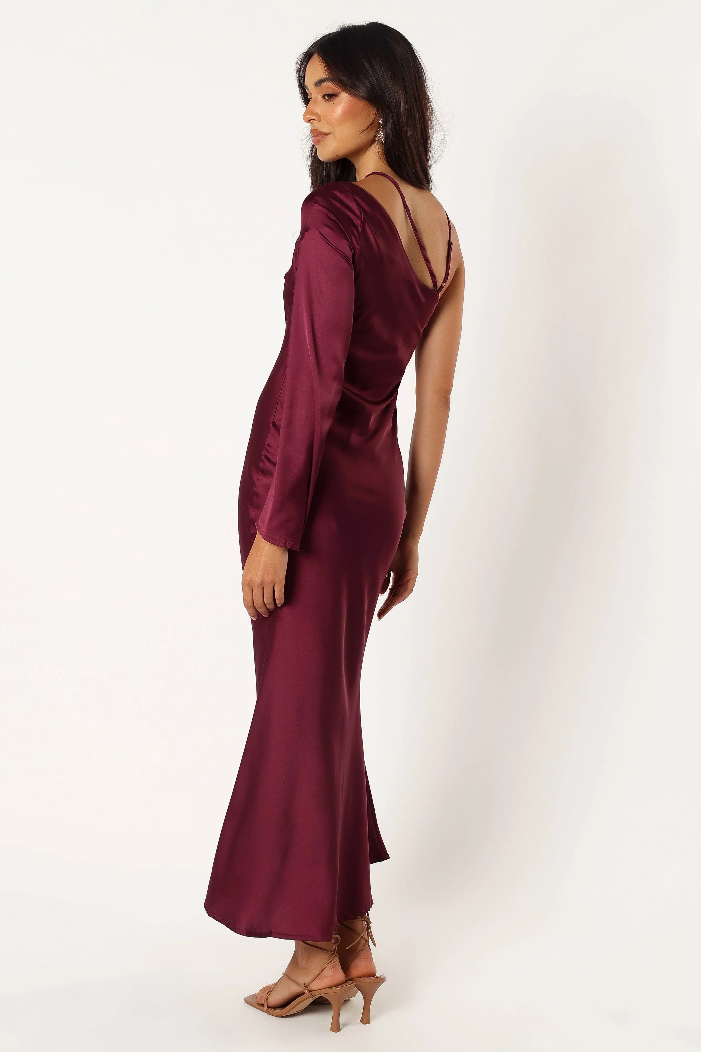 Moly One Shoulder Midi Dress Wine