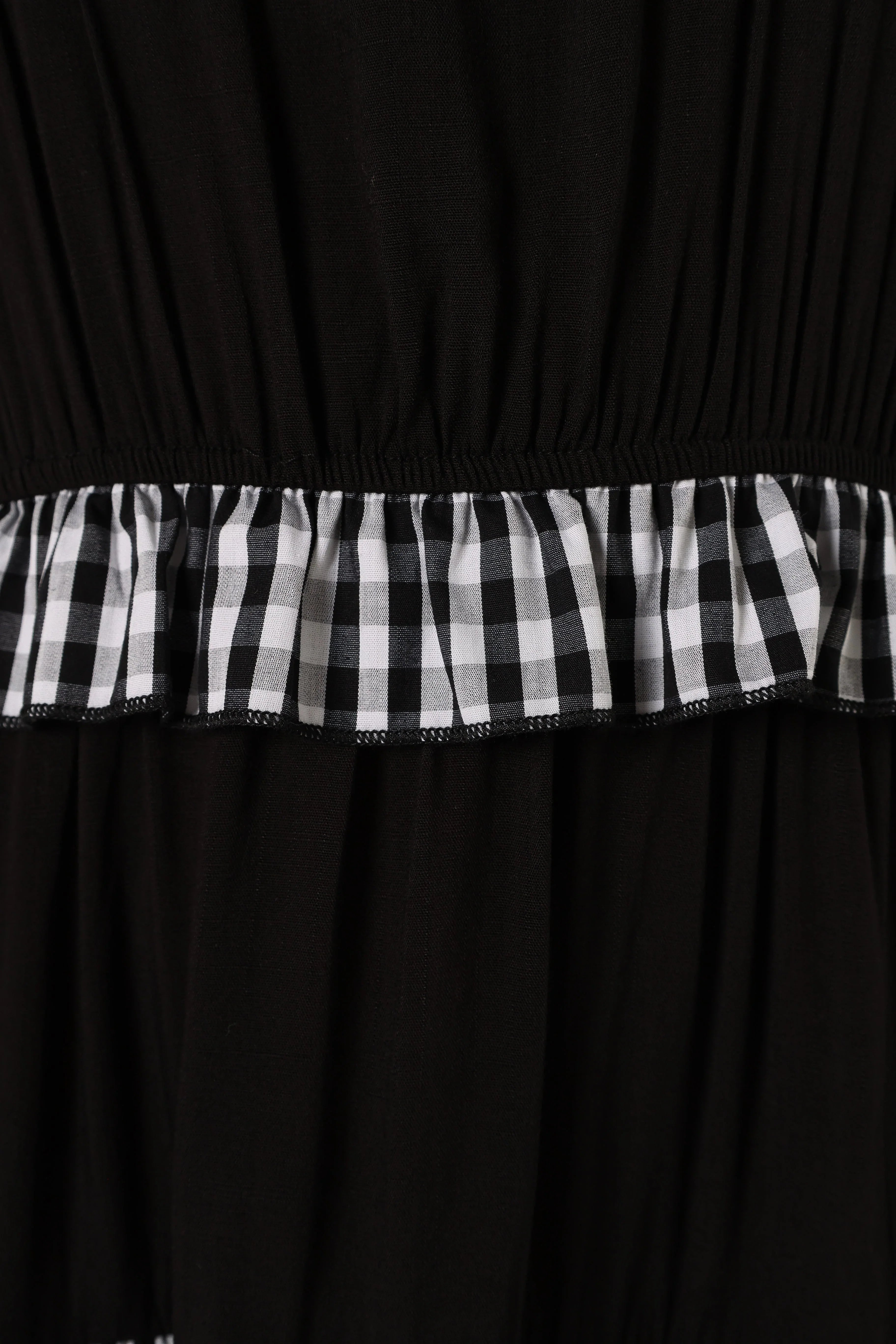 Chanty Tiered Midi Dress Black Gingham