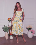 April Noon Eyelet Floral Midi Dress