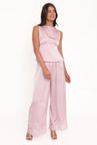 Viola Drawstring Wide Leg Pant Pale Pink