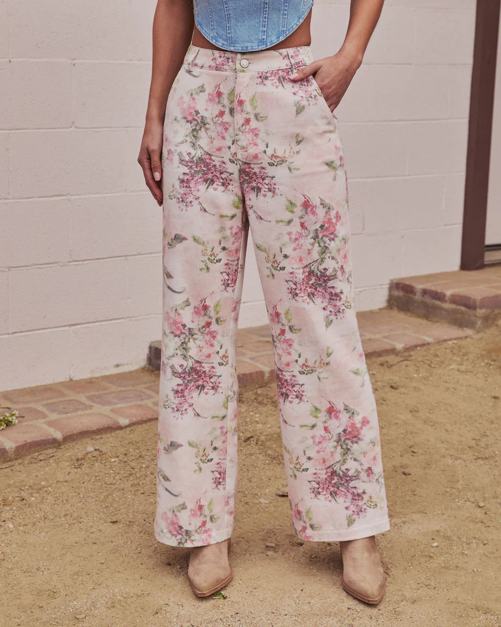 Bloom Trail Rigid High Rise Relaxed Floral Jeans