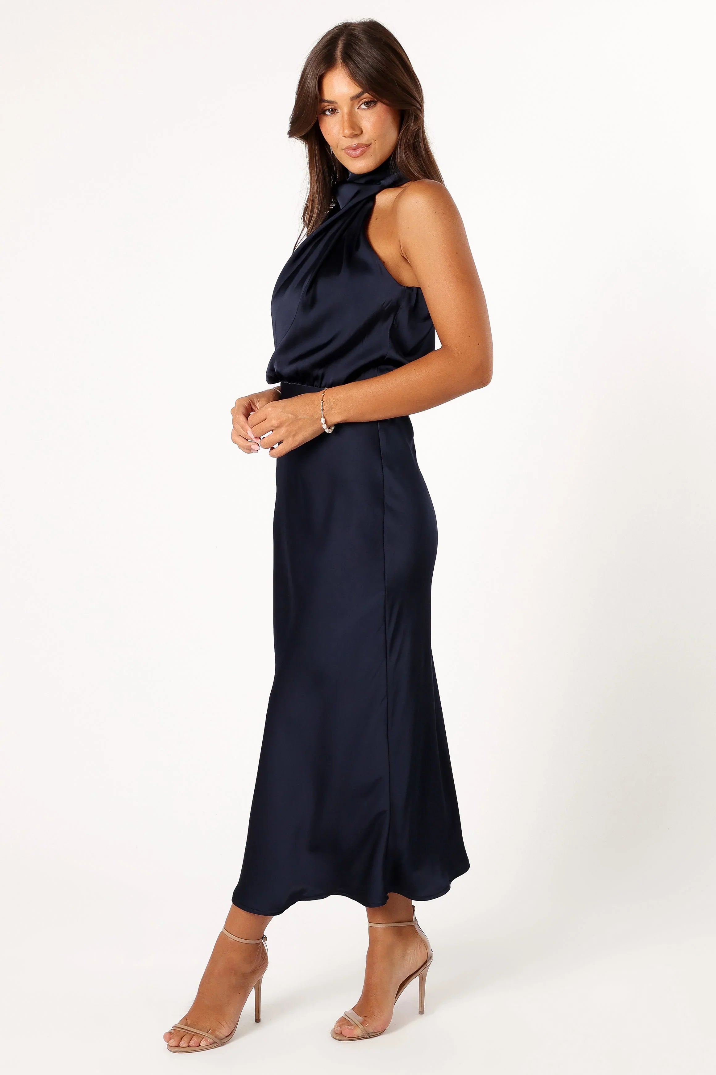 Anabelle Halter Neck Midi Dress Navy