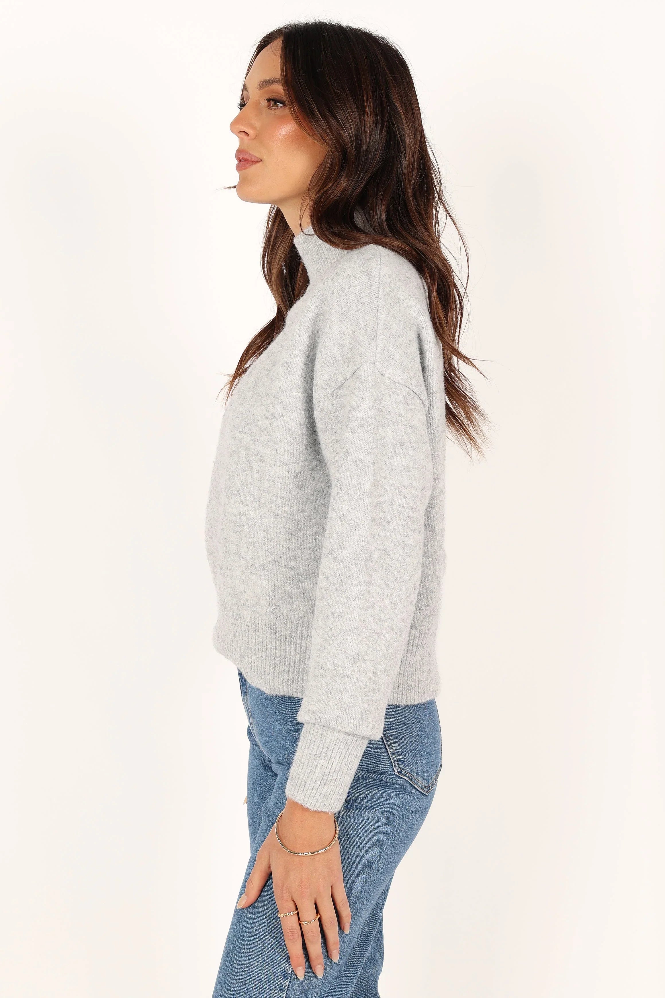 Brianna Mockneck Knit Sweater Heather Grey