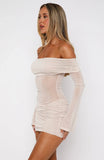 Need A Miracle Long Sleeve Glitter Mini Dress Champagne