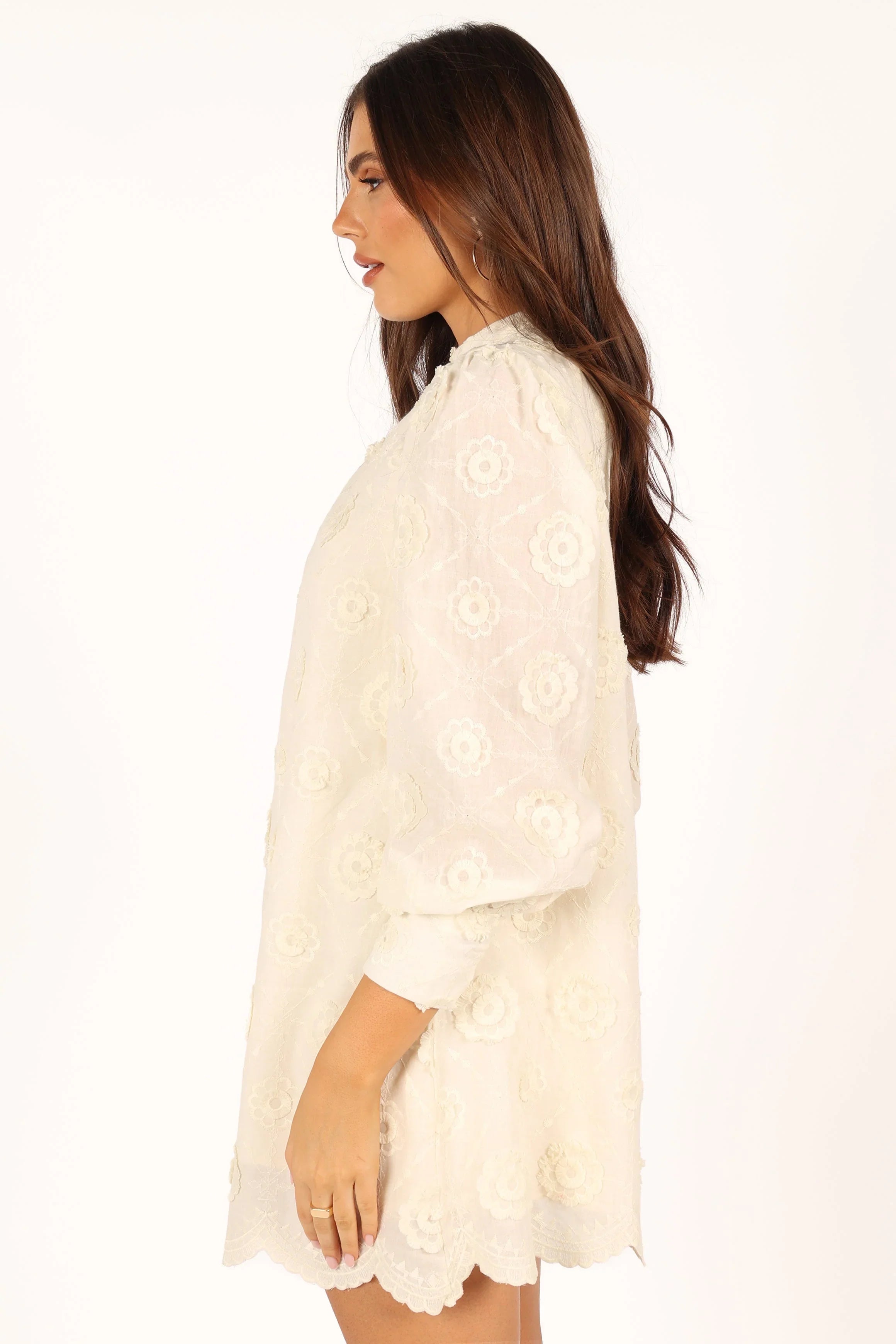 Stefania Long Sleeve Mini Dress Cream