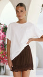 Davonne Lace Mini Skirt Chocolate