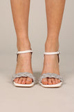 Allure Rhinestone Block Heel White