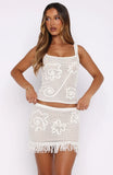 Living Loud Knit Mini Skirt Off White