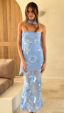 Veya Strapless Maxi Dress Blue
