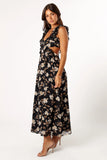 Lucah Frill Shoulder Maxi Dress Black Floral
