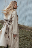 Grayson Embroidered Trim Trench Coat Taupe