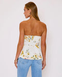 Honey Morning Floral Belted Peplum Top