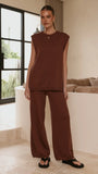 Florentine Knit Vest and Pants Set Chocolate