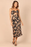 Saga Cut Out Midi Dress Black Floral