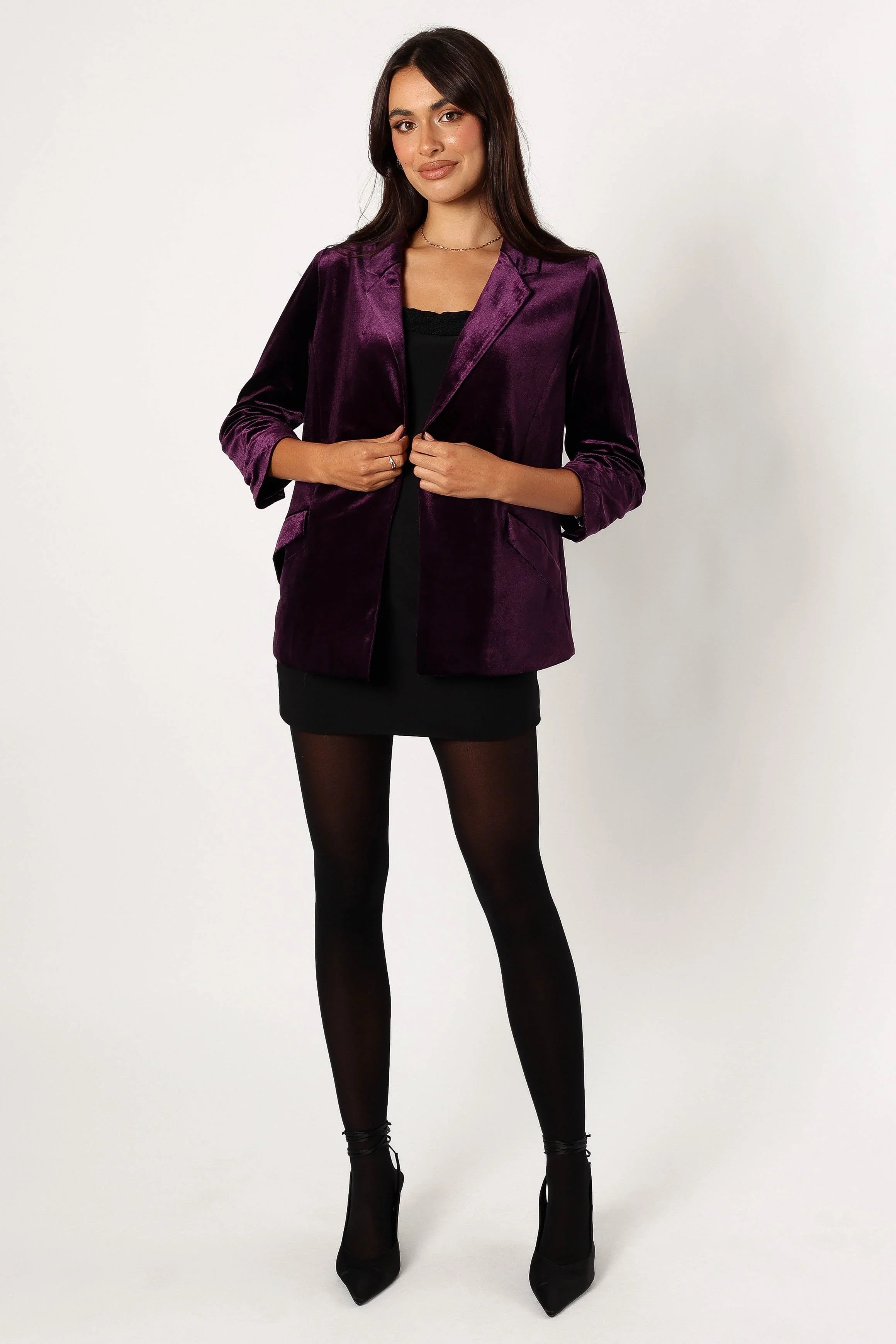 Vera Velvet Blazer Plum