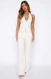 I Dont Compete Straight Leg Pants White