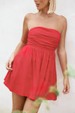 Katy Strapless Mini Dress Red