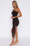 All Mixed Up One Shoulder Mini Dress Chocolate