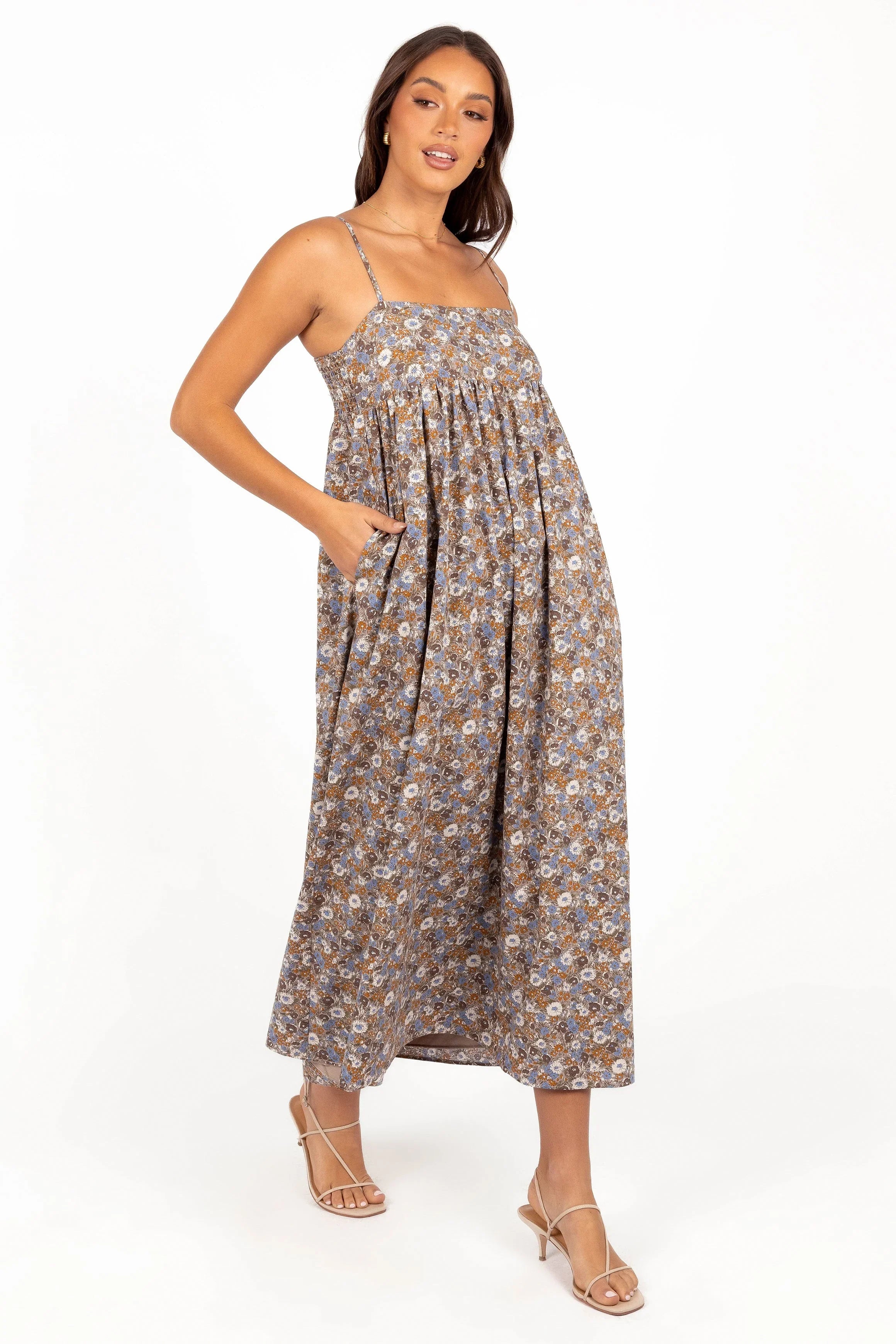 Andy Maxi Dress Olive Ditsy Floral