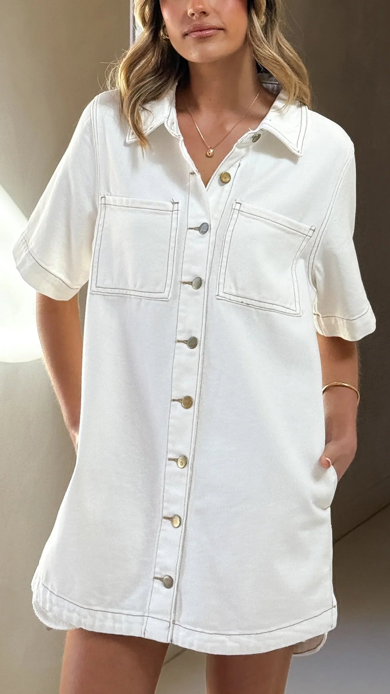 Rayna Denim Mini Dress White