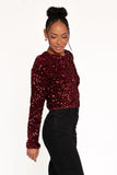 Scarlette Cropped Jacket Burgundy Sequin