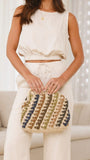 Eadie Crochet Weave Framed Clutch Multi Natural