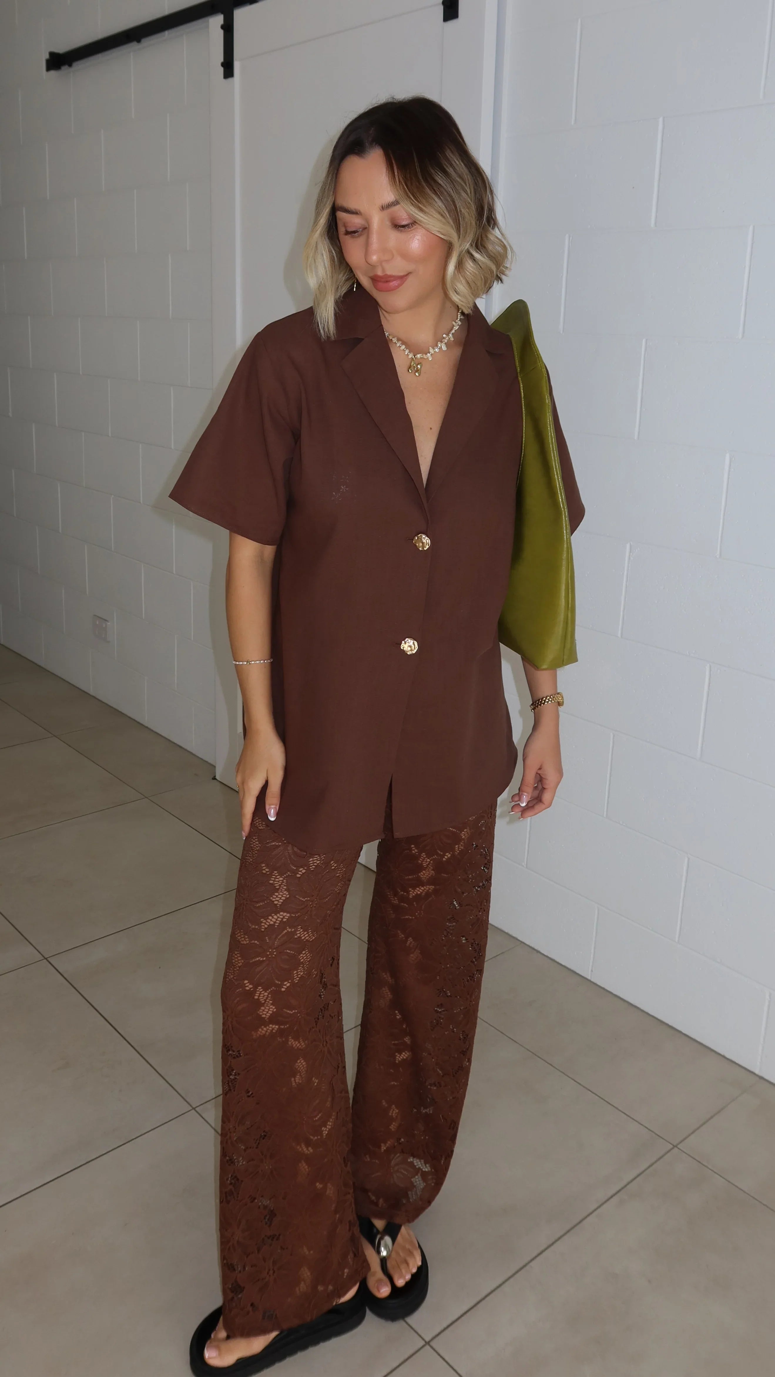 Azura Shirt And Pants Set Brown