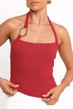 Yulissa Halter Knit Top Red