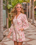 Blooming Petals Belted Floral Romper