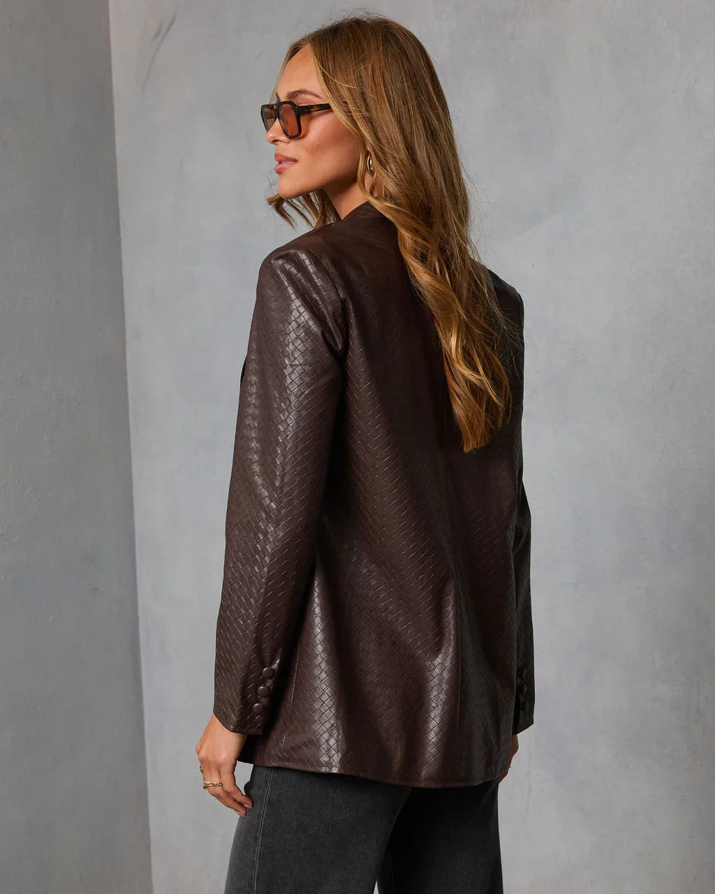 Midnight Chai Textured Leather Blazer