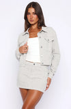 Mariah Striped Denim Jacket Grey White