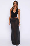 Sunday Strolls Maxi Skirt Black White Polka Dot