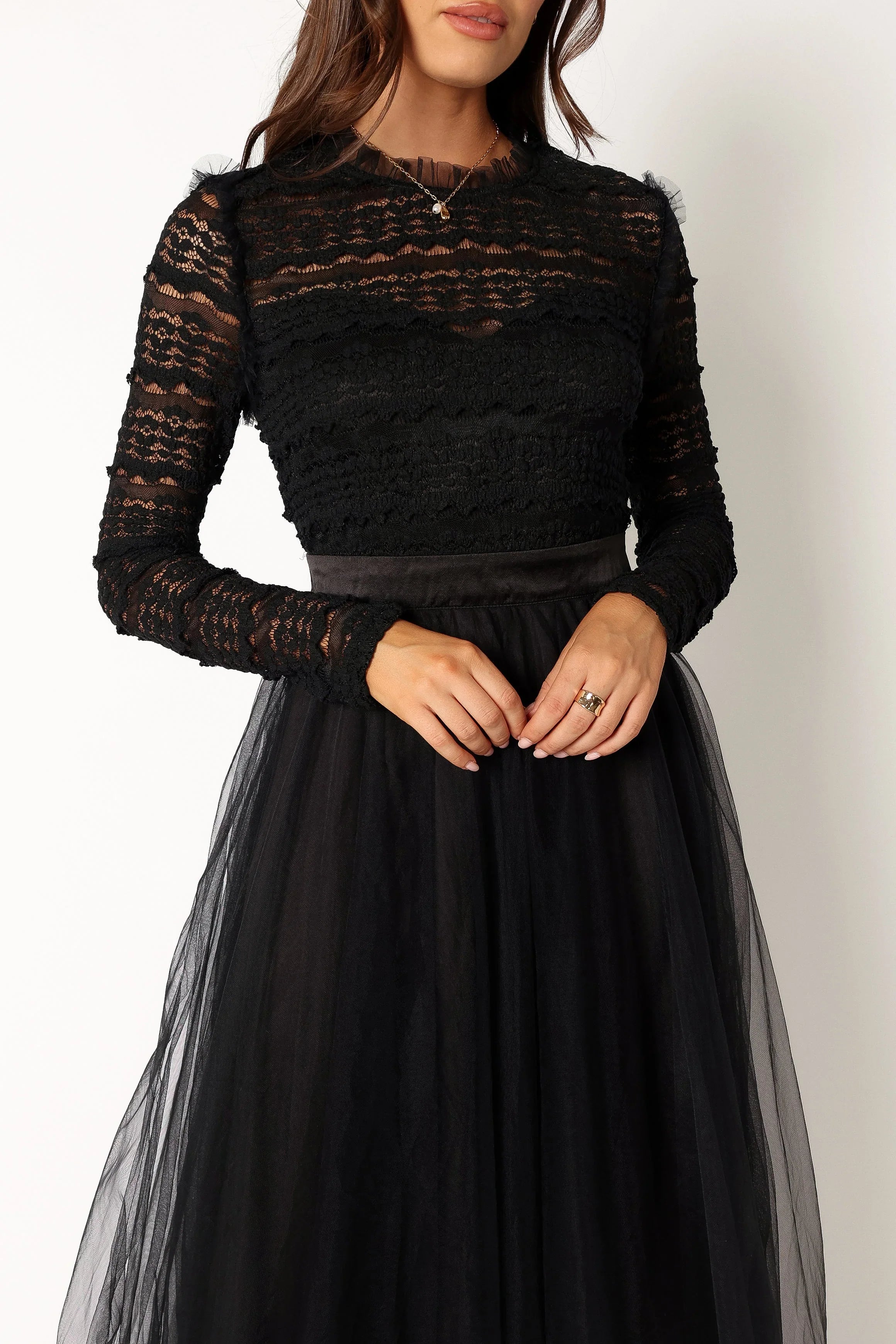 Pilla Long Sleeve Midi Dress Black