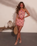 Sunset Marina Abstract Crochet Cover Up Mini Skirt