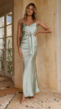 Yasmeen Tie Front Maxi Dress Sage
