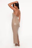Karley Sequin Maxi Dress Beige
